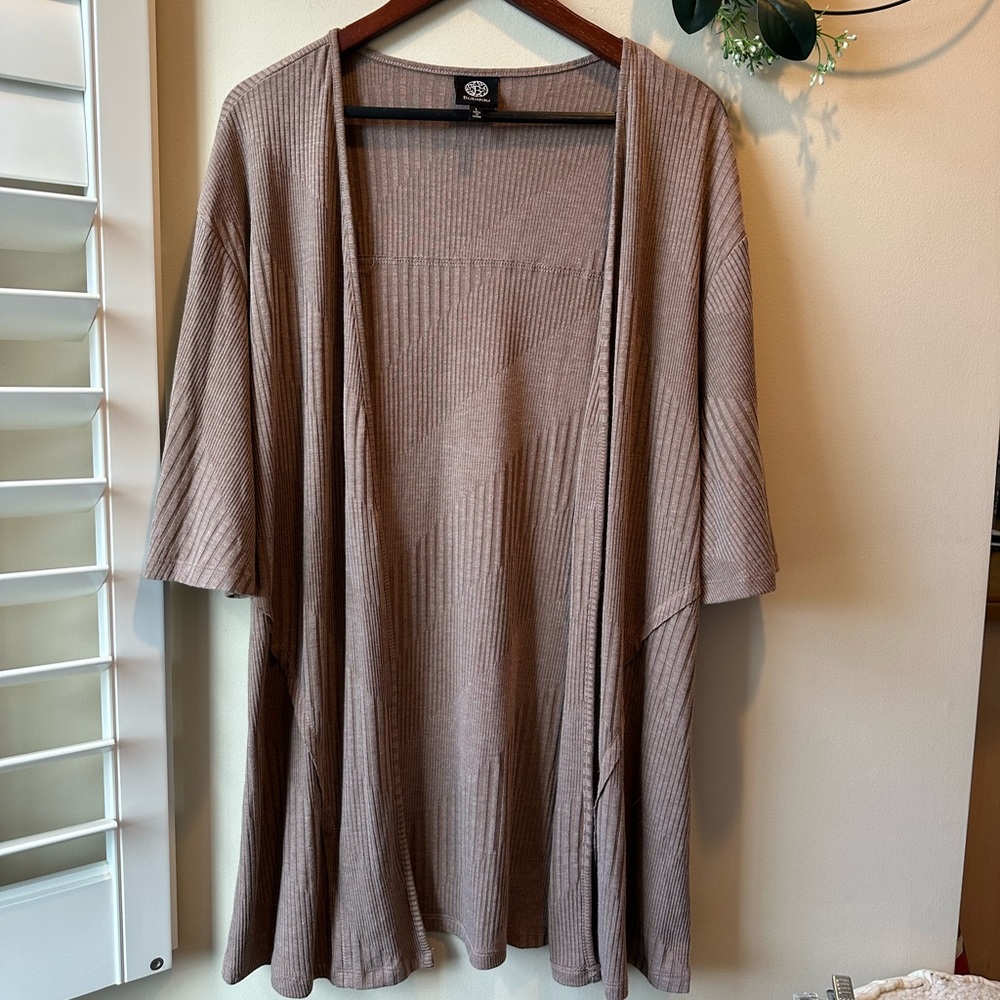 Bobeau StitchFix Taupe Ribbed Cardigan